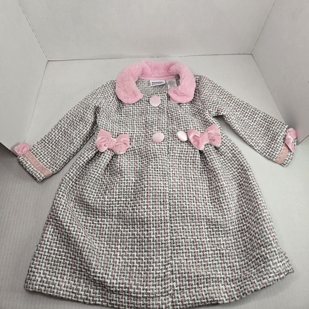 Blueberi Boulevard Pink, White, Silver Tweed Coat / Jacket Size 24M boutique